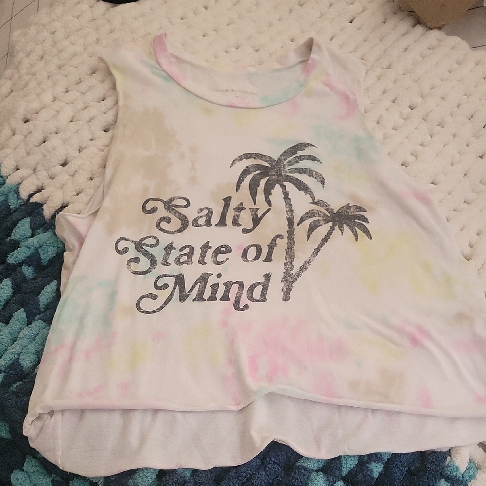 Salty State of Mind Tie-Dye Muscle Tank